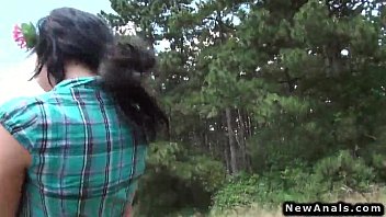 Sexy teen anal fucking outdoor POV doggy style