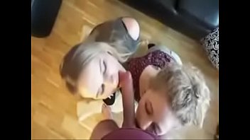 Two Blonde Sluts Share Some Big Dick And Cum At Home