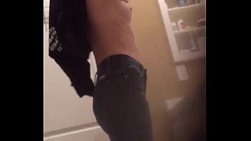 Hidden Camera Spying on Hot Blonde Teen Changing in Bathroom