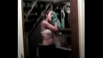 Cute teen caught changing in the bathroom